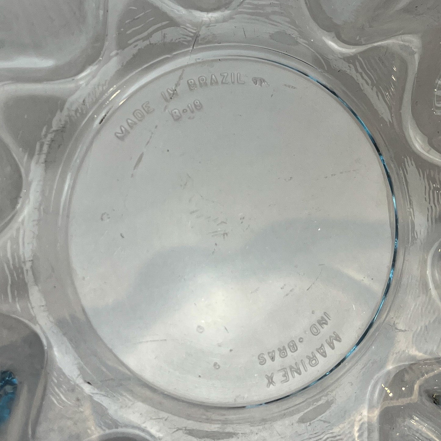 Marinex Scalloped Edge Blue Glass Bowl / Flan / Pudding Mold