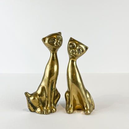 Brass Siamese Cats Figurine Set