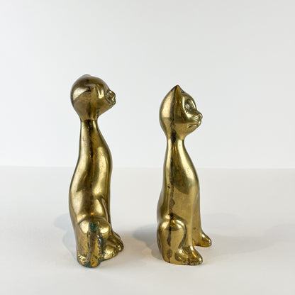 Brass Siamese Cats Figurine Set