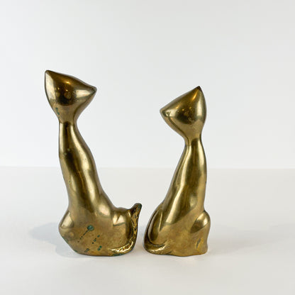 Brass Siamese Cats Figurine Set