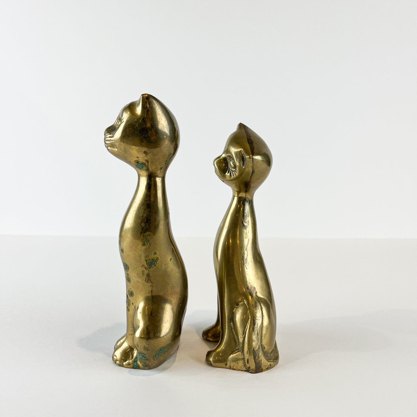 Brass Siamese Cats Figurine Set