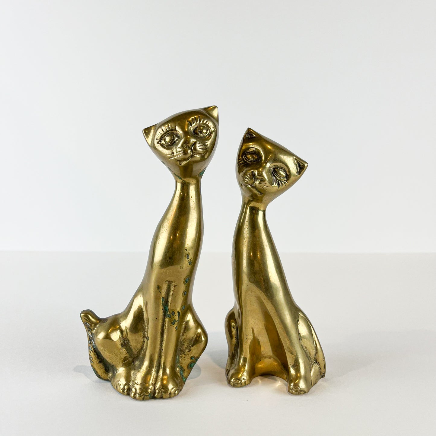 Brass Siamese Cats Figurine Set