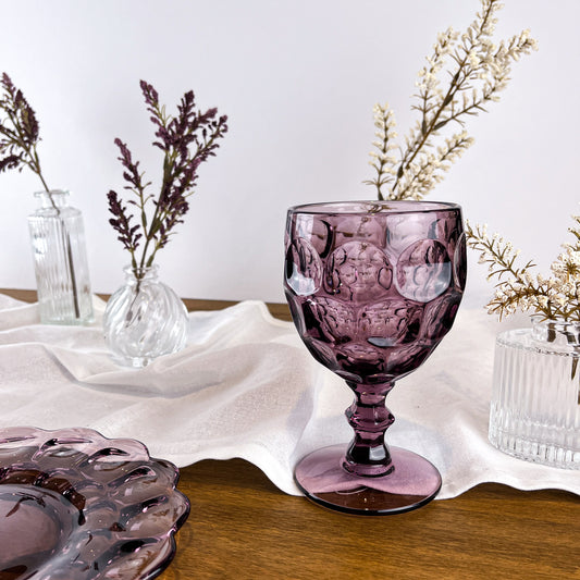 Imperial Glass Provincial Amethyst Thumbprint Goblets - Set of 4