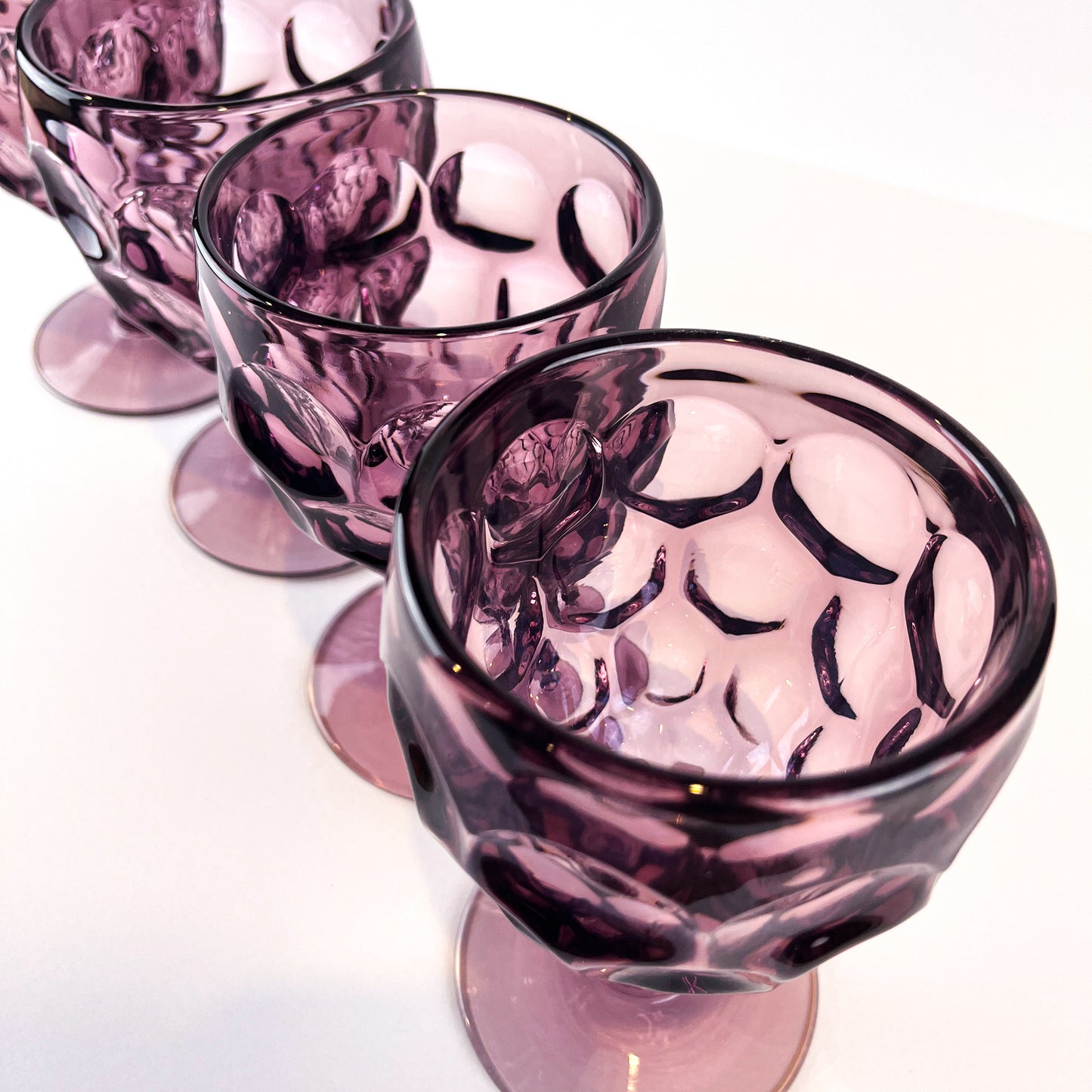 Imperial Glass Provincial Amethyst Thumbprint Goblets - Set of 4