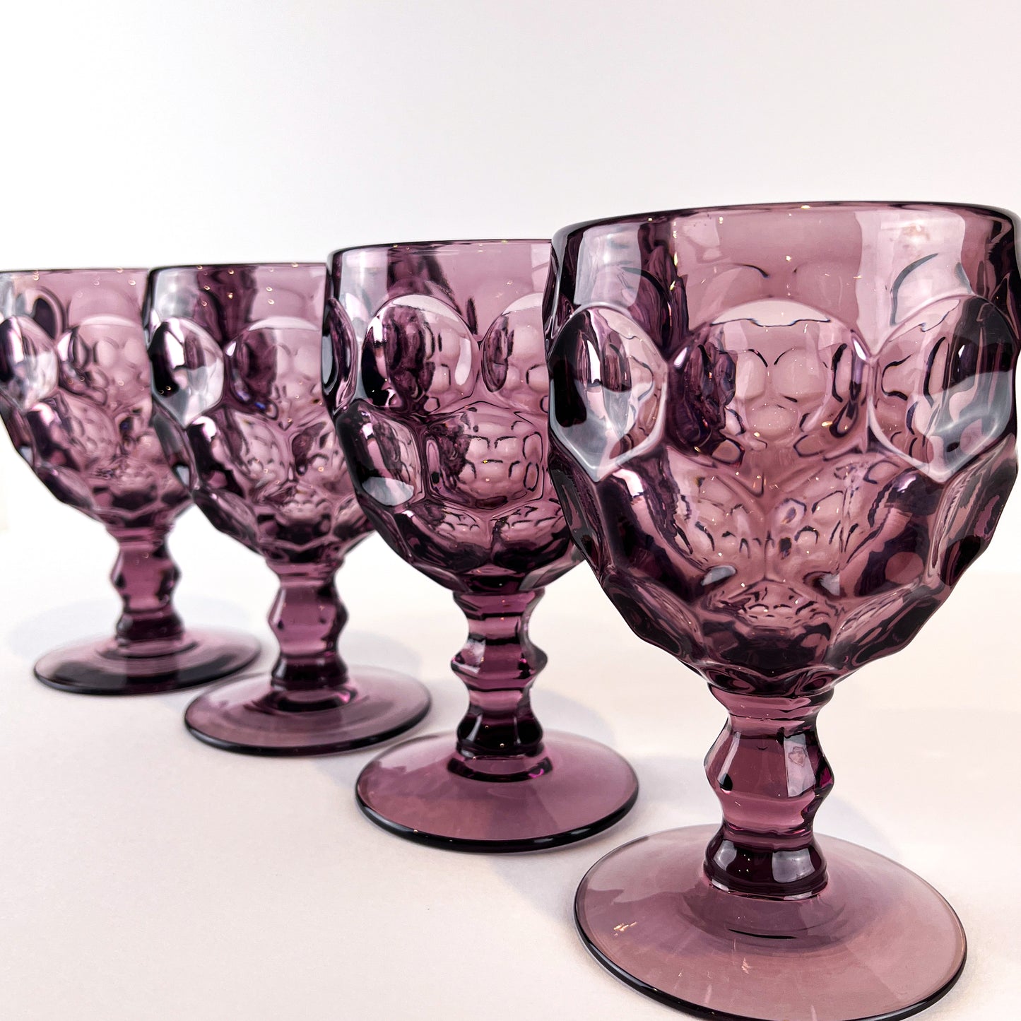 Imperial Glass Provincial Amethyst Thumbprint Goblets - Set of 4