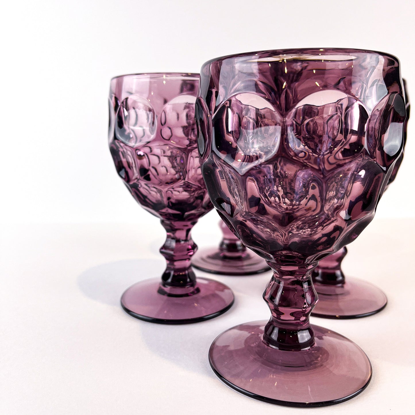 Imperial Glass Provincial Amethyst Thumbprint Goblets - Set of 4