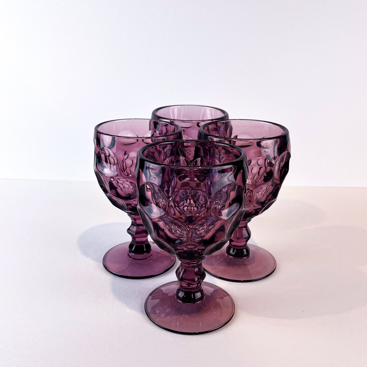 Imperial Glass Provincial Amethyst Thumbprint Goblets - Set of 4