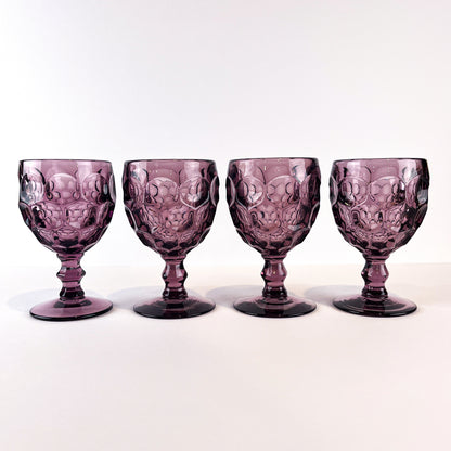 Imperial Glass Provincial Amethyst Thumbprint Goblets - Set of 4