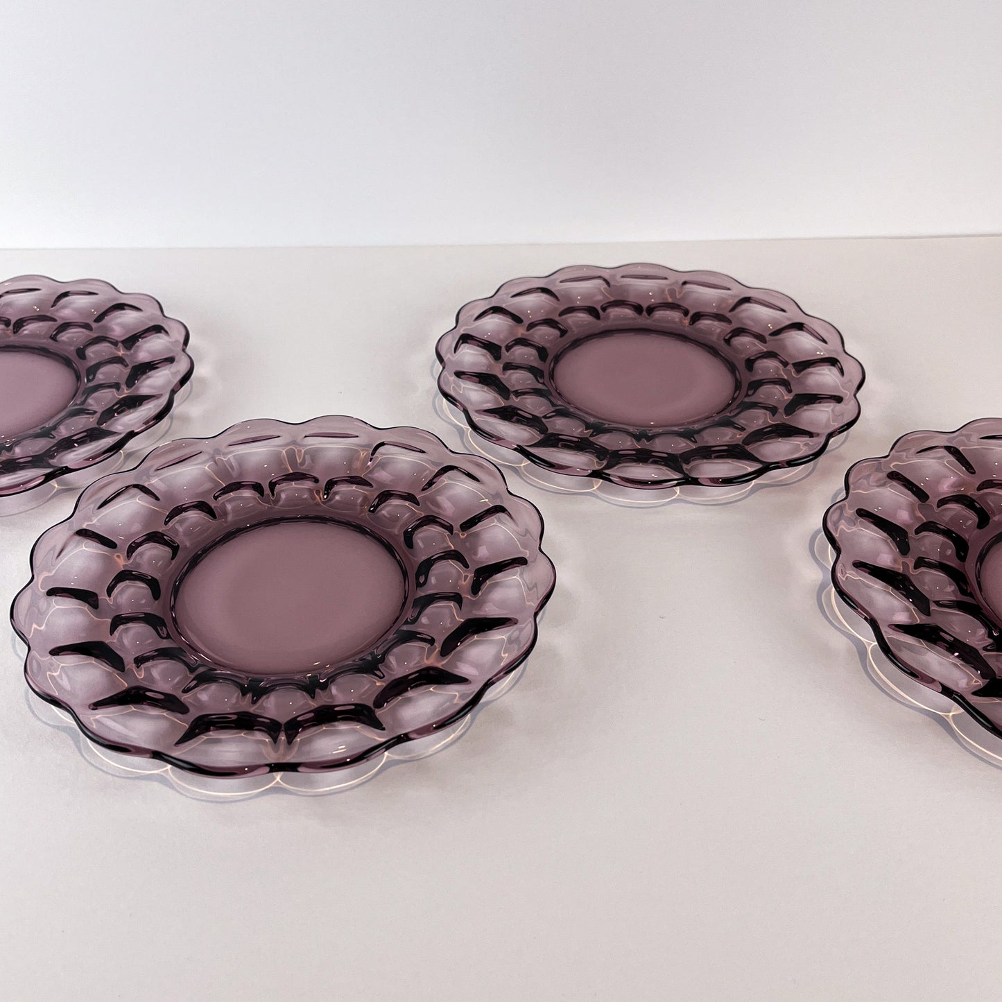 Imperial Glass Provincial Amethyst Thumbprint Salad Luncheon Plates - Set of 4