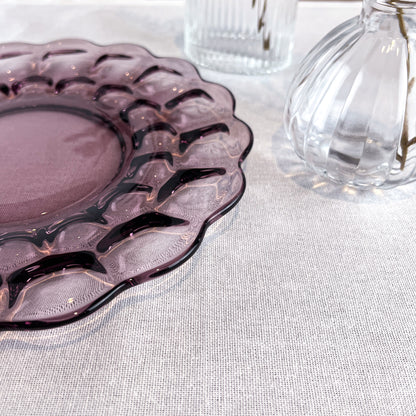 Imperial Glass Provincial Amethyst Thumbprint Salad Luncheon Plates - Set of 4