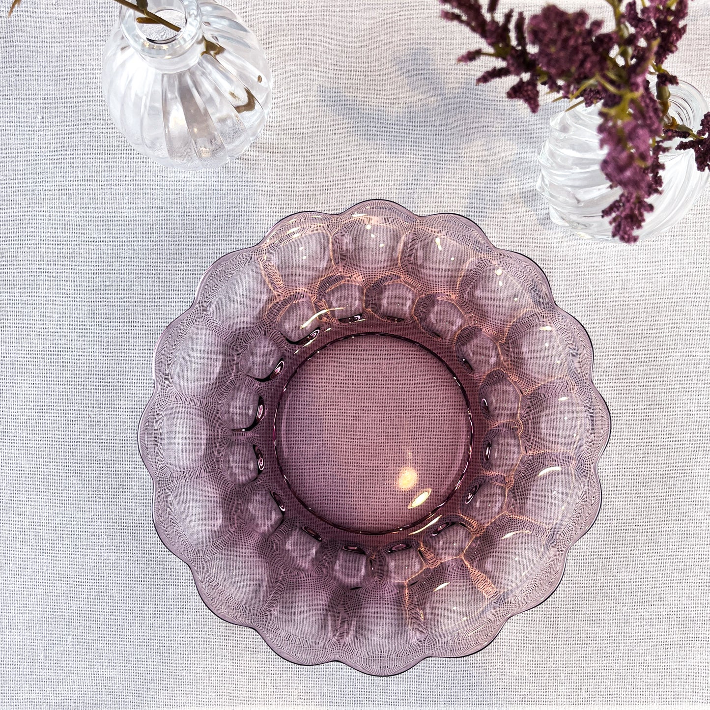 Imperial Glass Provincial Amethyst Thumbprint Salad Luncheon Plates - Set of 4