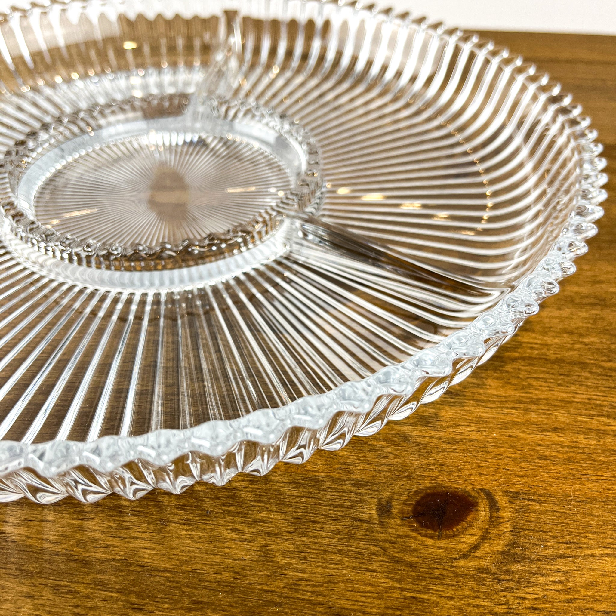 Vintage Mikasa Diamond Fire Cut Crystal Serving Platter Divided HER Vintage